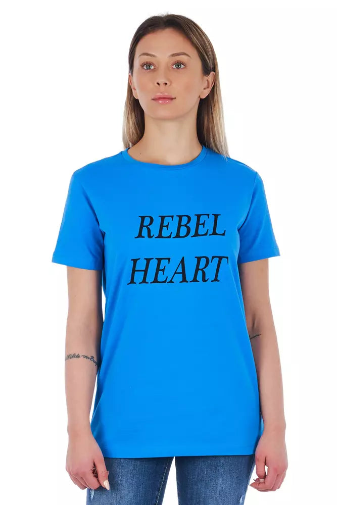 Hellblaues T-Shirt aus Baumwolle für Frauen