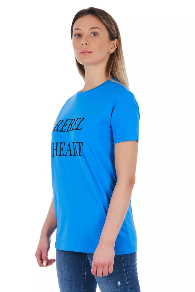 Hellblaues T-Shirt aus Baumwolle für Frauen