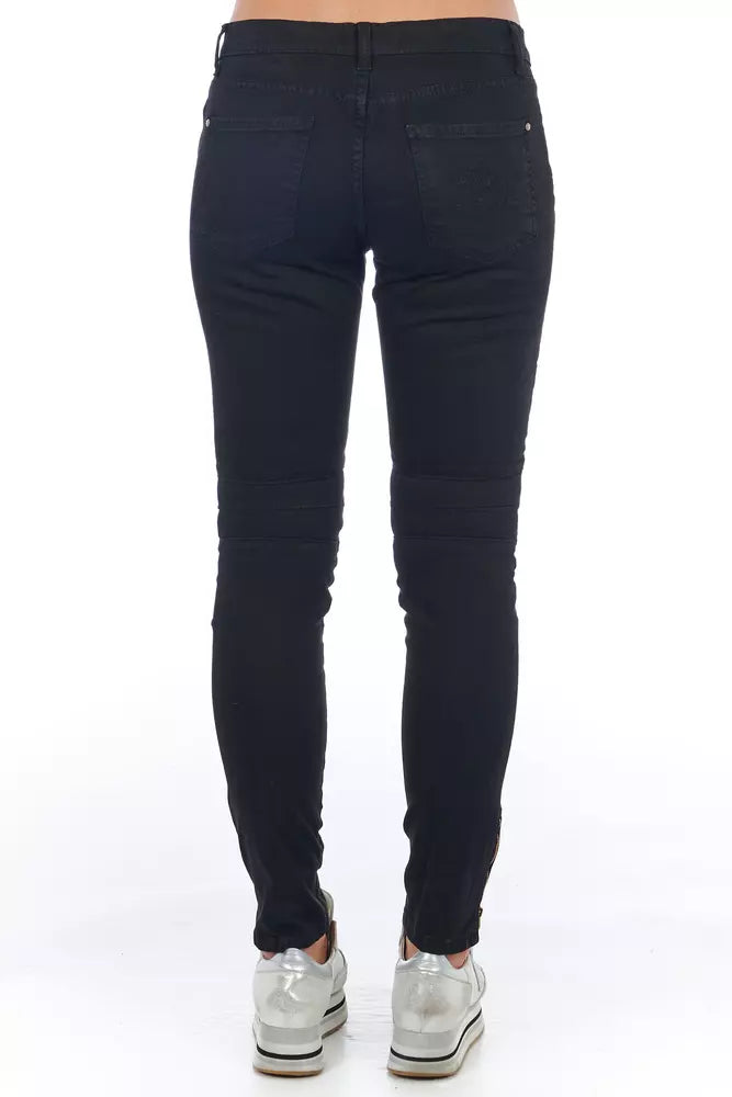 Schwarz Baumwolle Frauen Jeans
