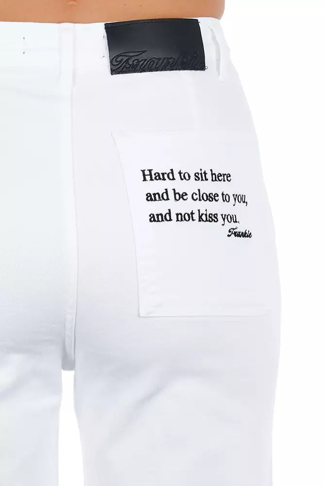 Weiße Baumwoll-Cropped-Hose für Damen