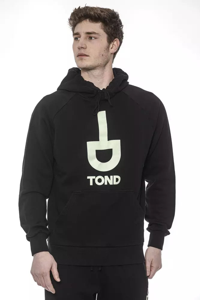 Men's black cotton sweater with drawstring hood