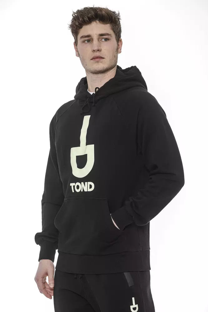 Men's black cotton sweater with drawstring hood