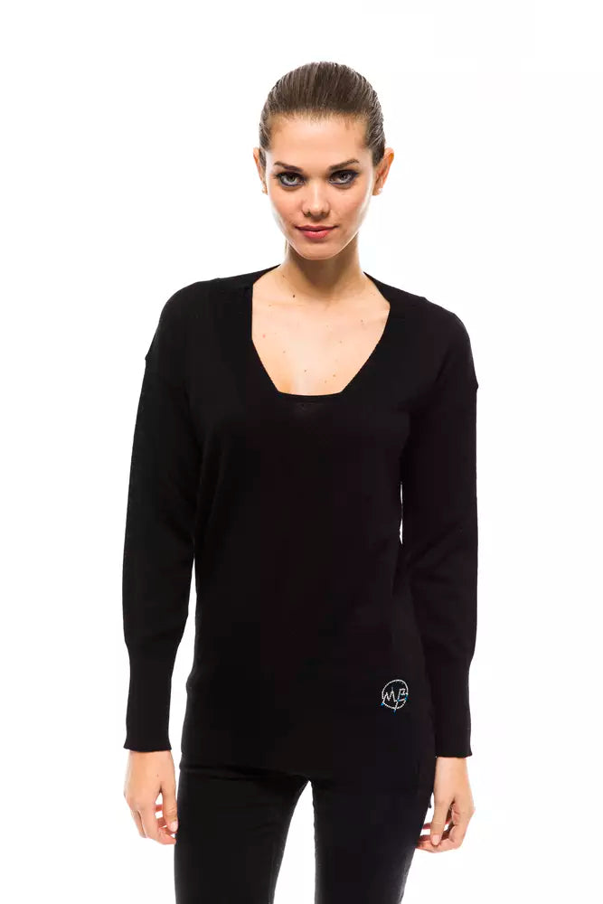 Black wool sweater for women
