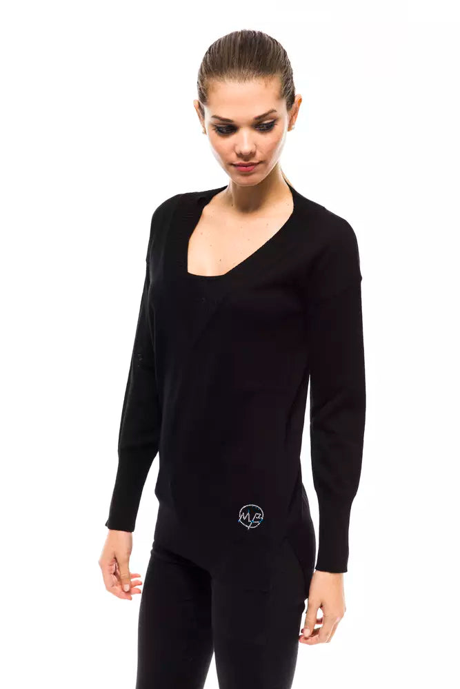 Black wool sweater for women