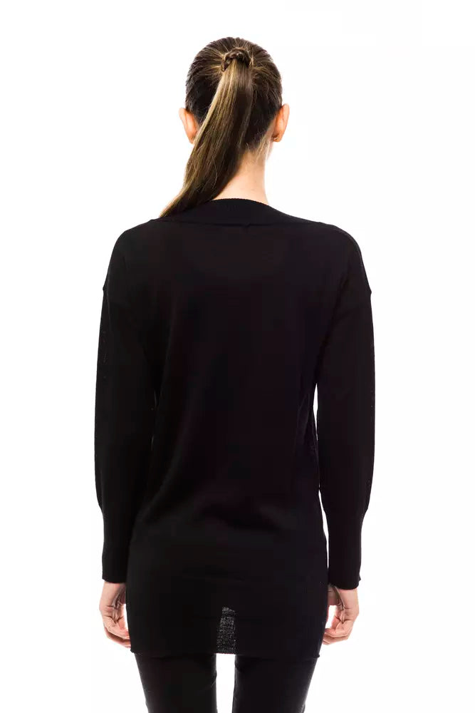 Black wool sweater for women