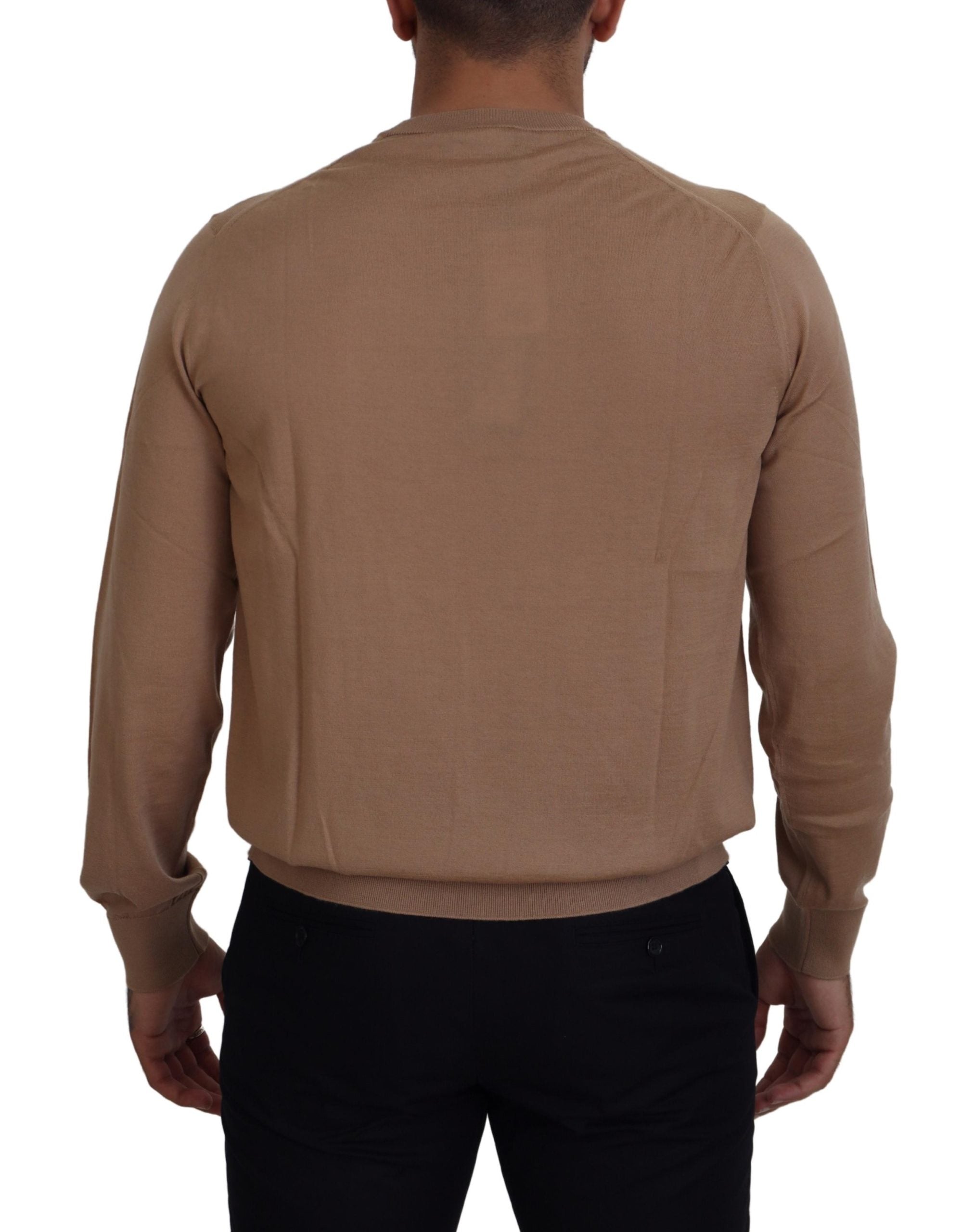Beige cashmere round neck sweater