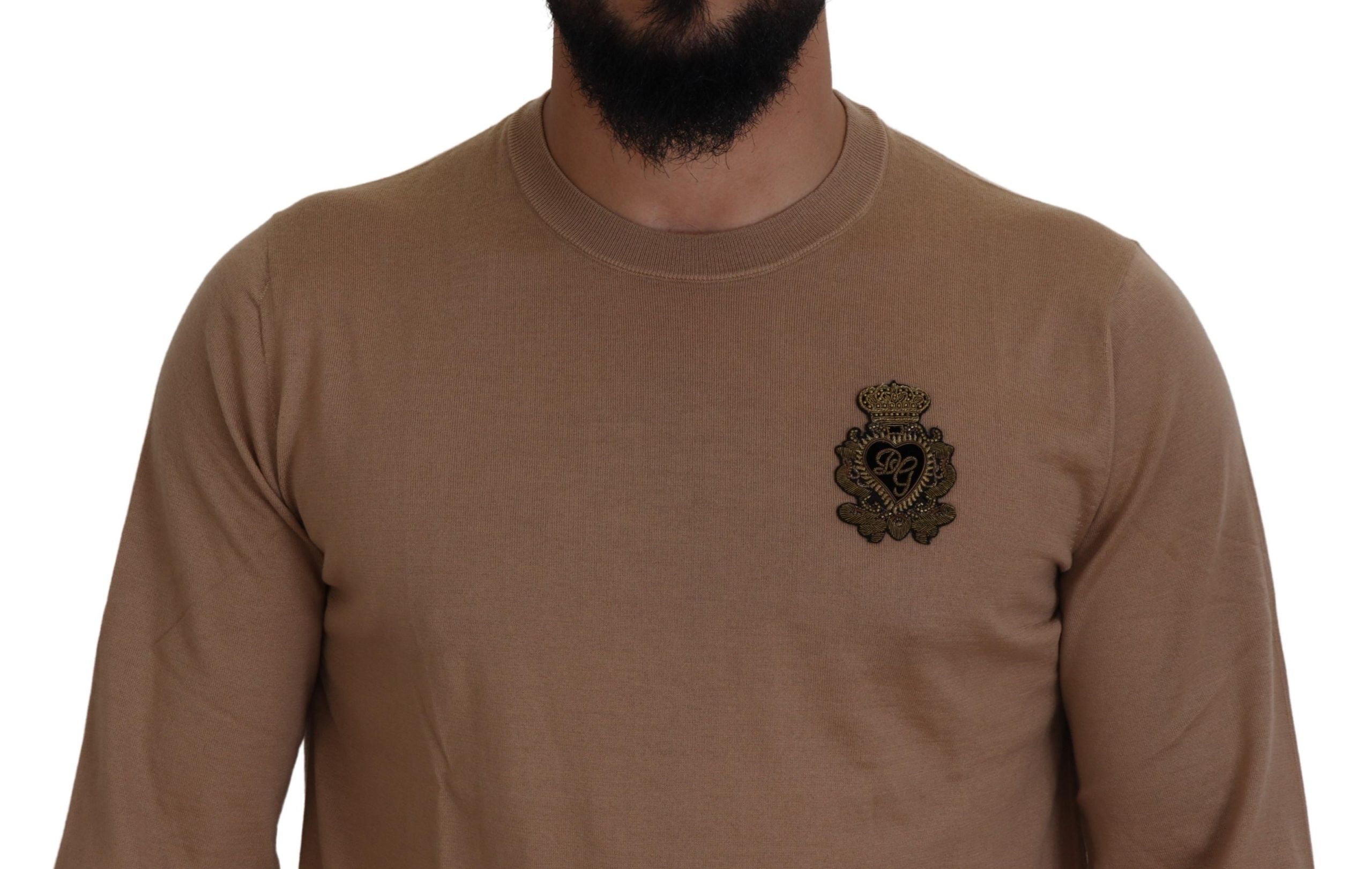 Beige cashmere round neck sweater