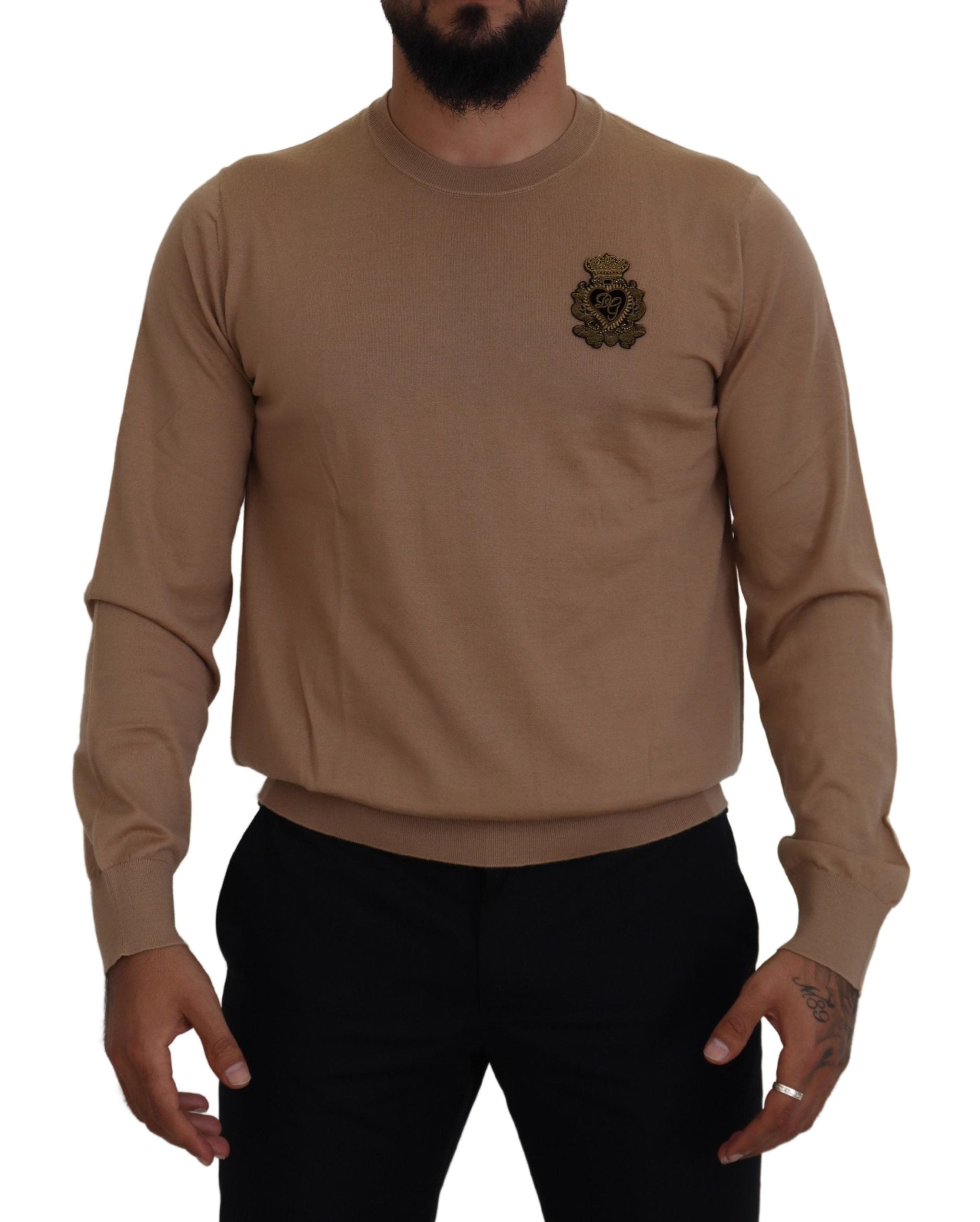 Beige cashmere round neck sweater