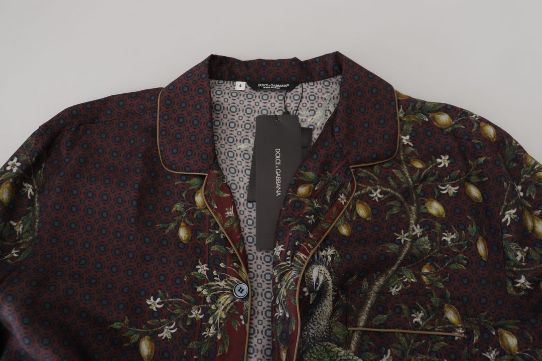 Elegant silk satin pajama-style shirt for men