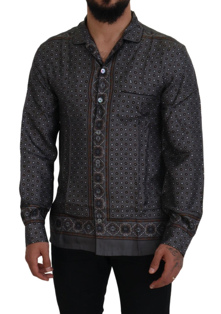 Elegant silk satin baroque shirt