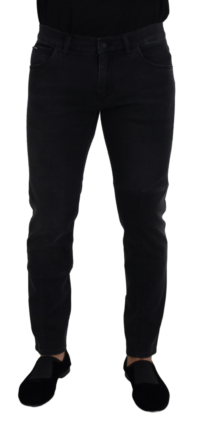 Glatte schwarze Denim-Hose aus Baumwollmischung