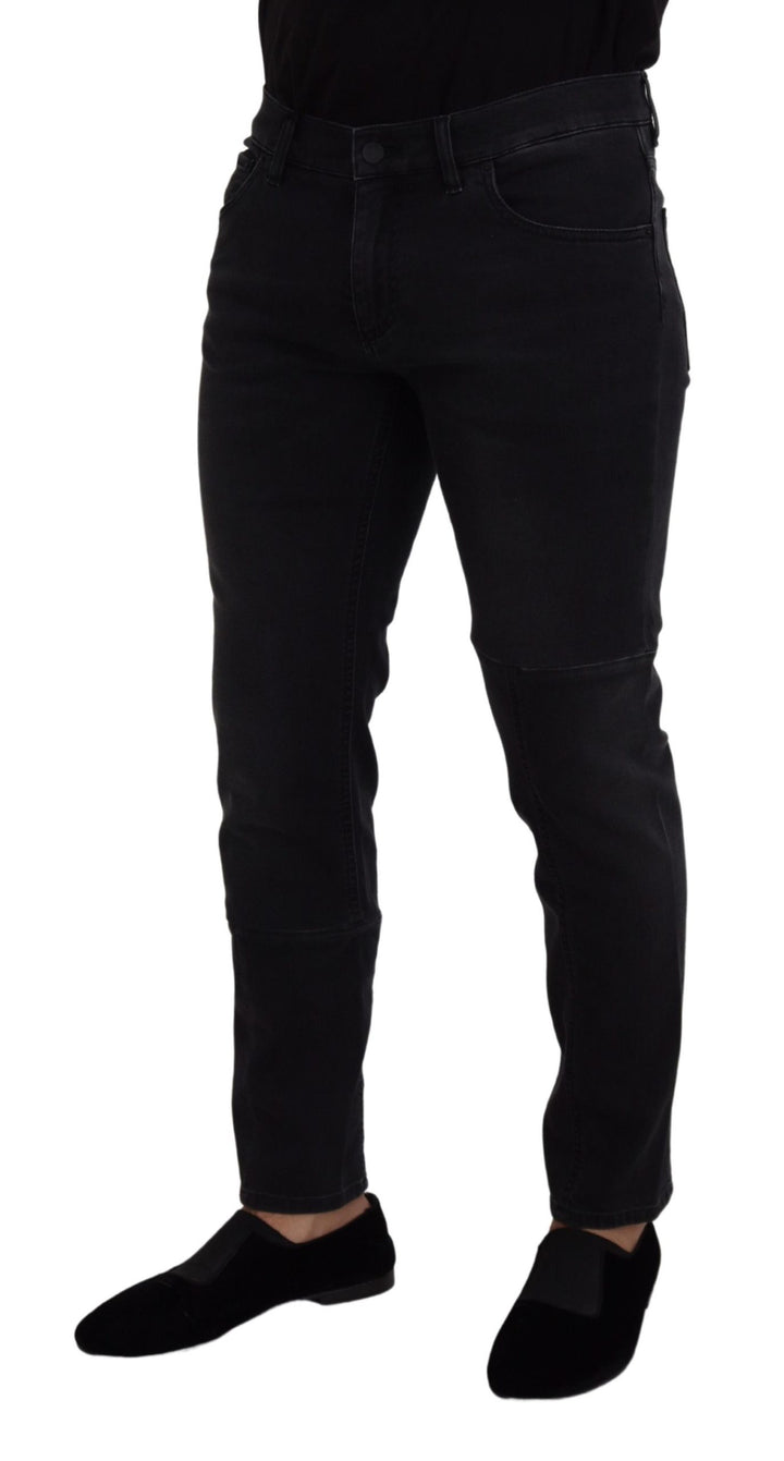 Glatte schwarze Denim-Hose aus Baumwollmischung