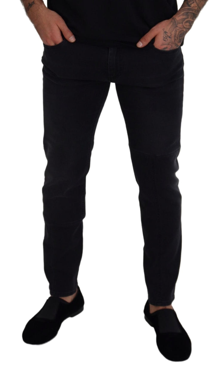 Glatte schwarze Denim-Hose aus Baumwollmischung