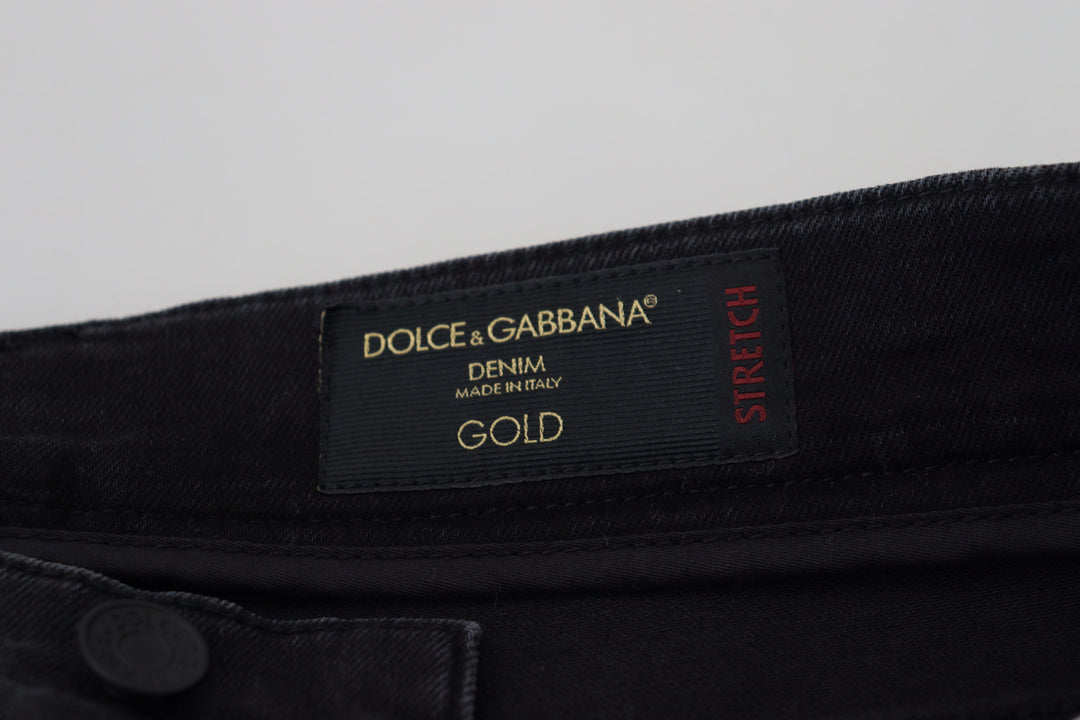 Glatte schwarze Denim-Hose aus Baumwollmischung