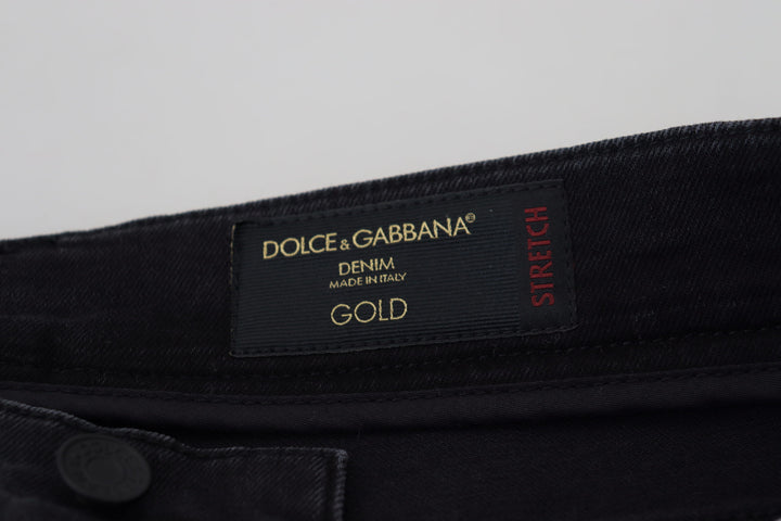 Glatte schwarze Denim-Hose aus Baumwollmischung