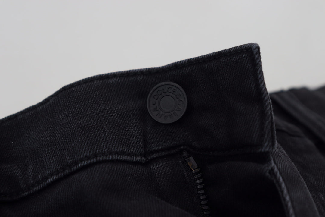 Glatte schwarze Denim-Hose aus Baumwollmischung