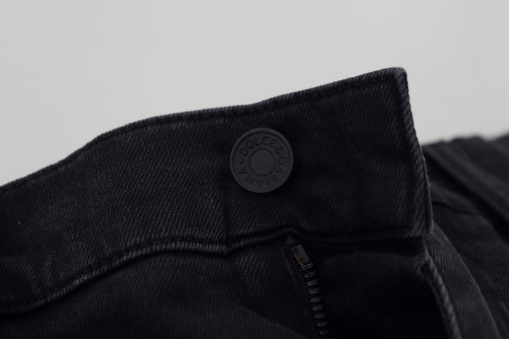 Glatte schwarze Denim-Hose aus Baumwollmischung