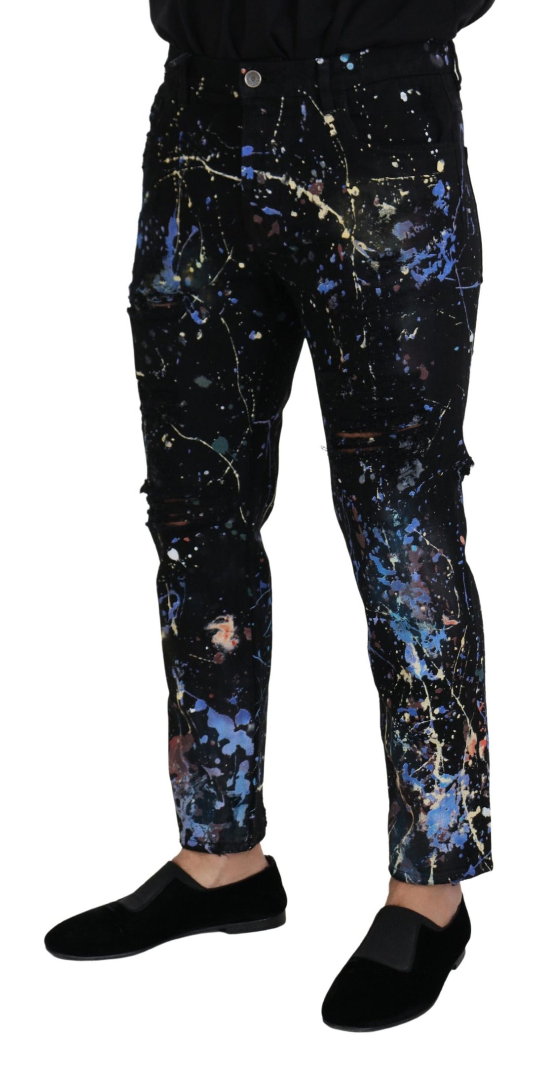 Dolce & Gabbana Exquisite Denim-Hose mit Farbspritzern