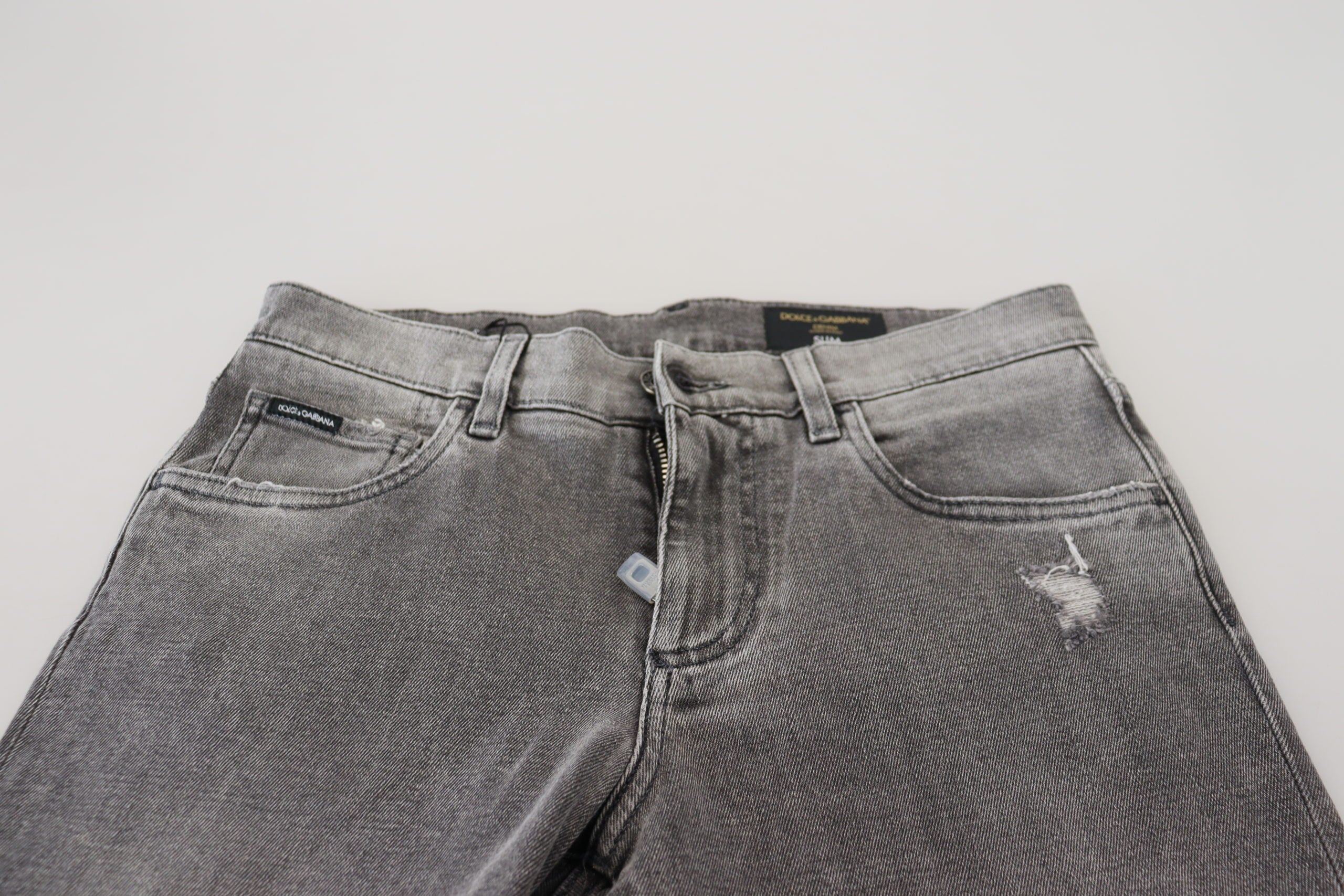 Chic grey washed denim trousers