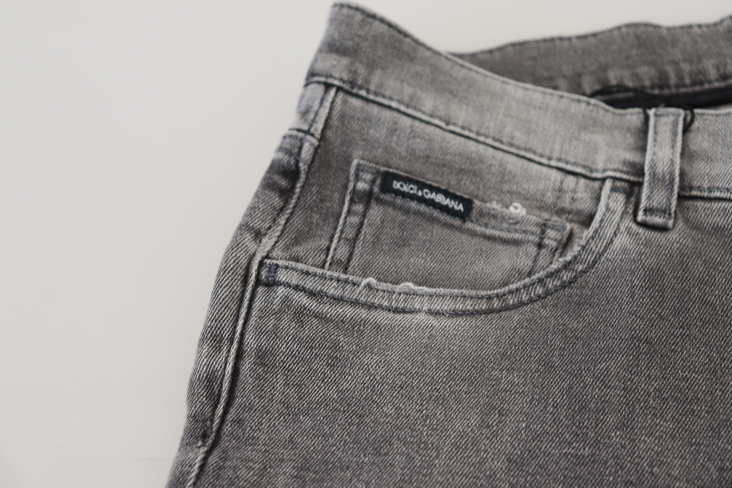 Chic grey washed denim trousers