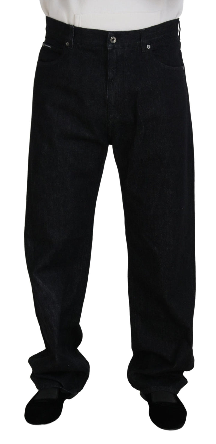 Elegant black washed denim trousers Luxe Cotton