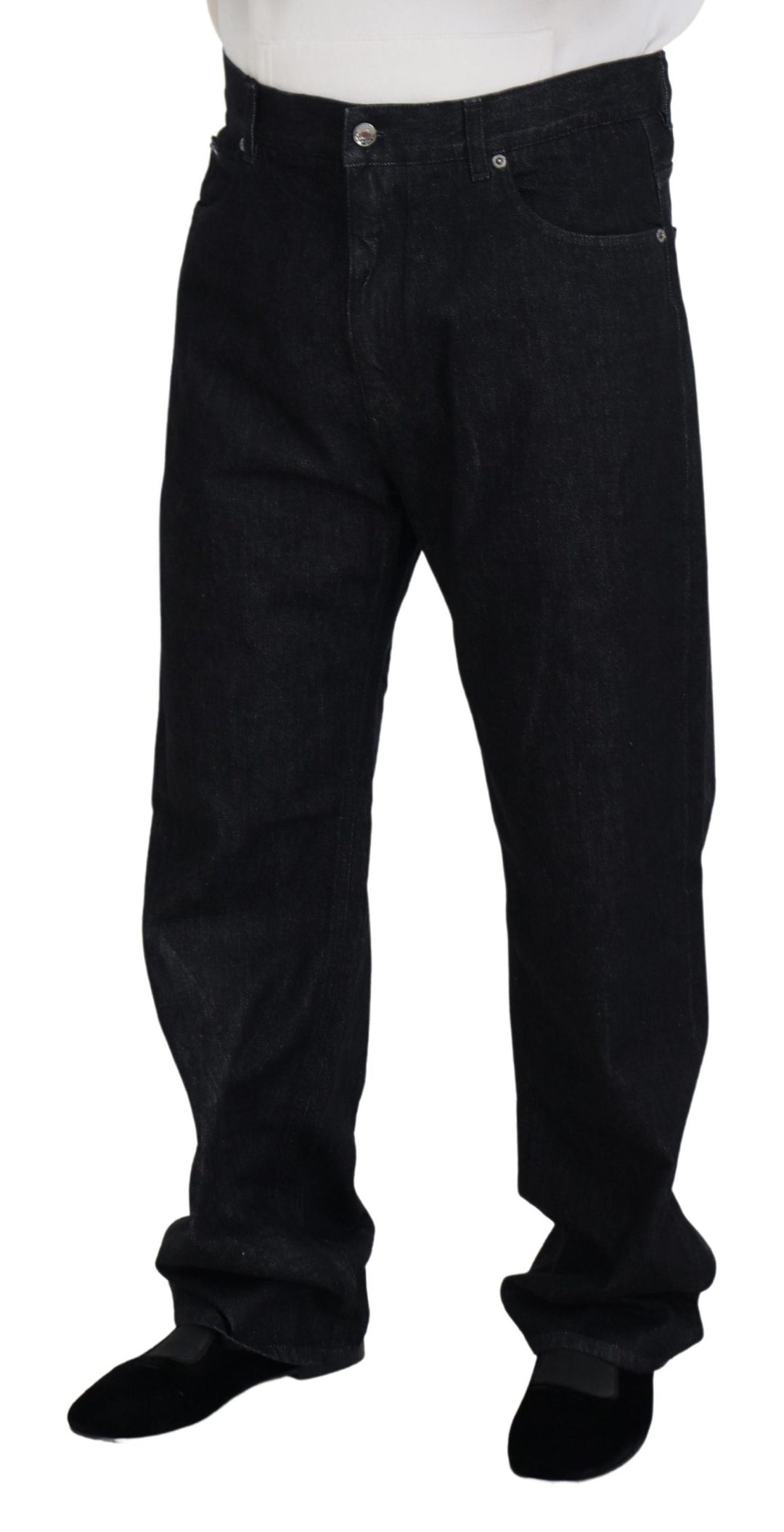 Elegant black washed denim trousers Luxe Cotton