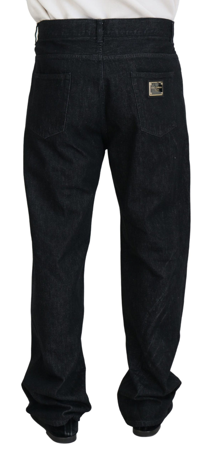 Elegant black washed denim trousers Luxe Cotton