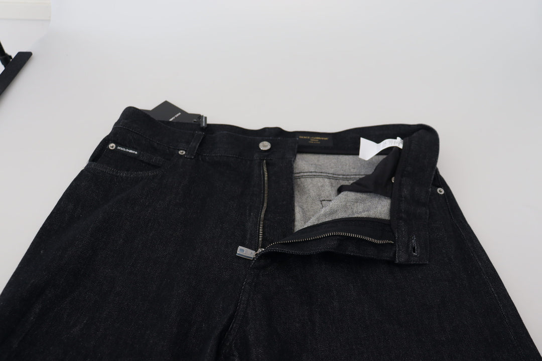 Elegant black washed denim trousers Luxe Cotton