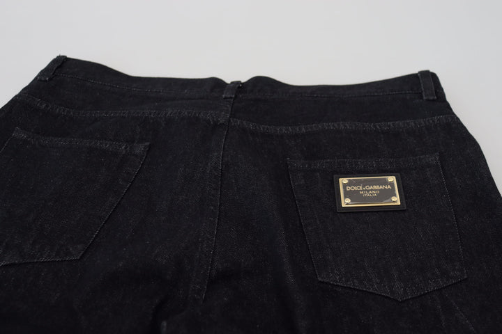 Elegant black washed denim trousers Luxe Cotton