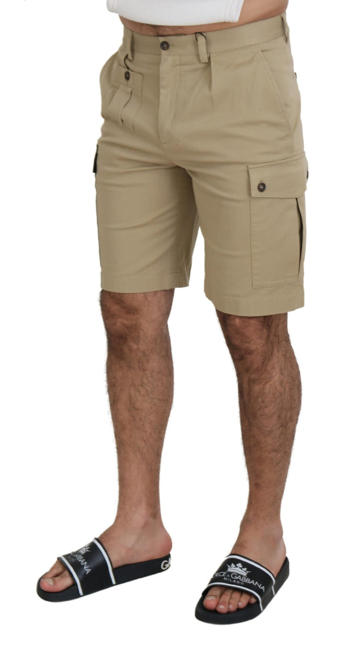Elegant beige designer shorts made of cotton blend