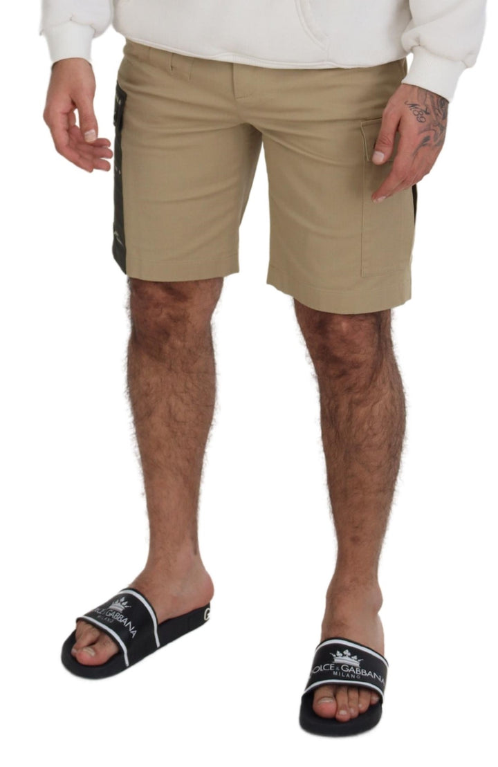 Elegant beige designer shorts made of cotton blend