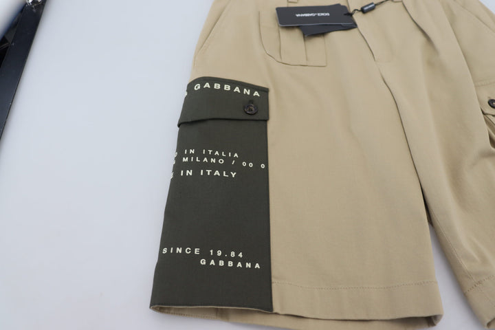 Elegant beige designer shorts made of cotton blend