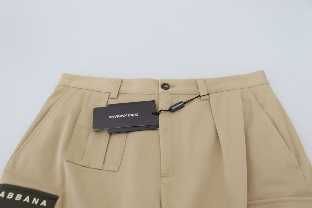 Elegant beige designer shorts made of cotton blend