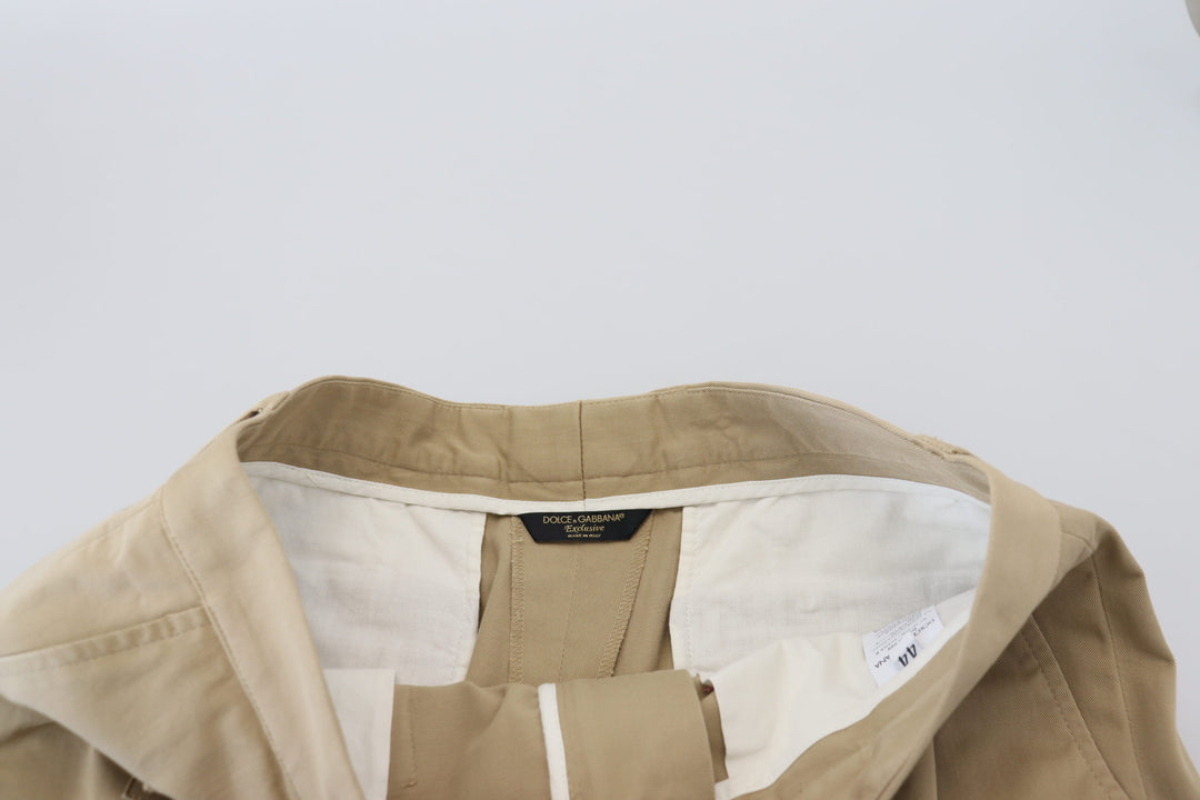 Elegant beige designer shorts made of cotton blend