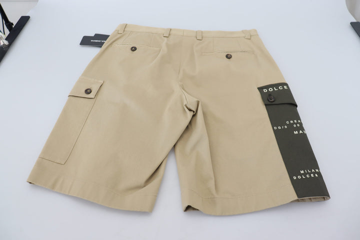 Elegant beige designer shorts made of cotton blend