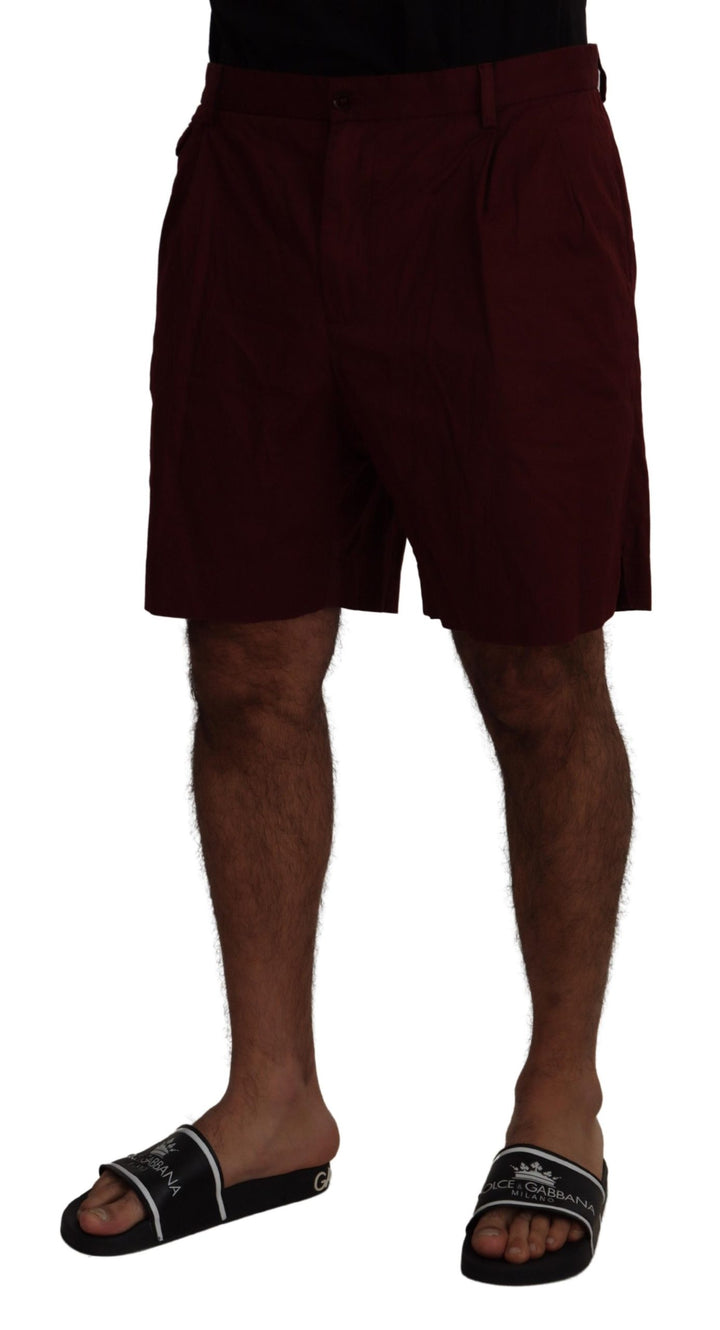 Elegant chestnut brown cotton blend shorts