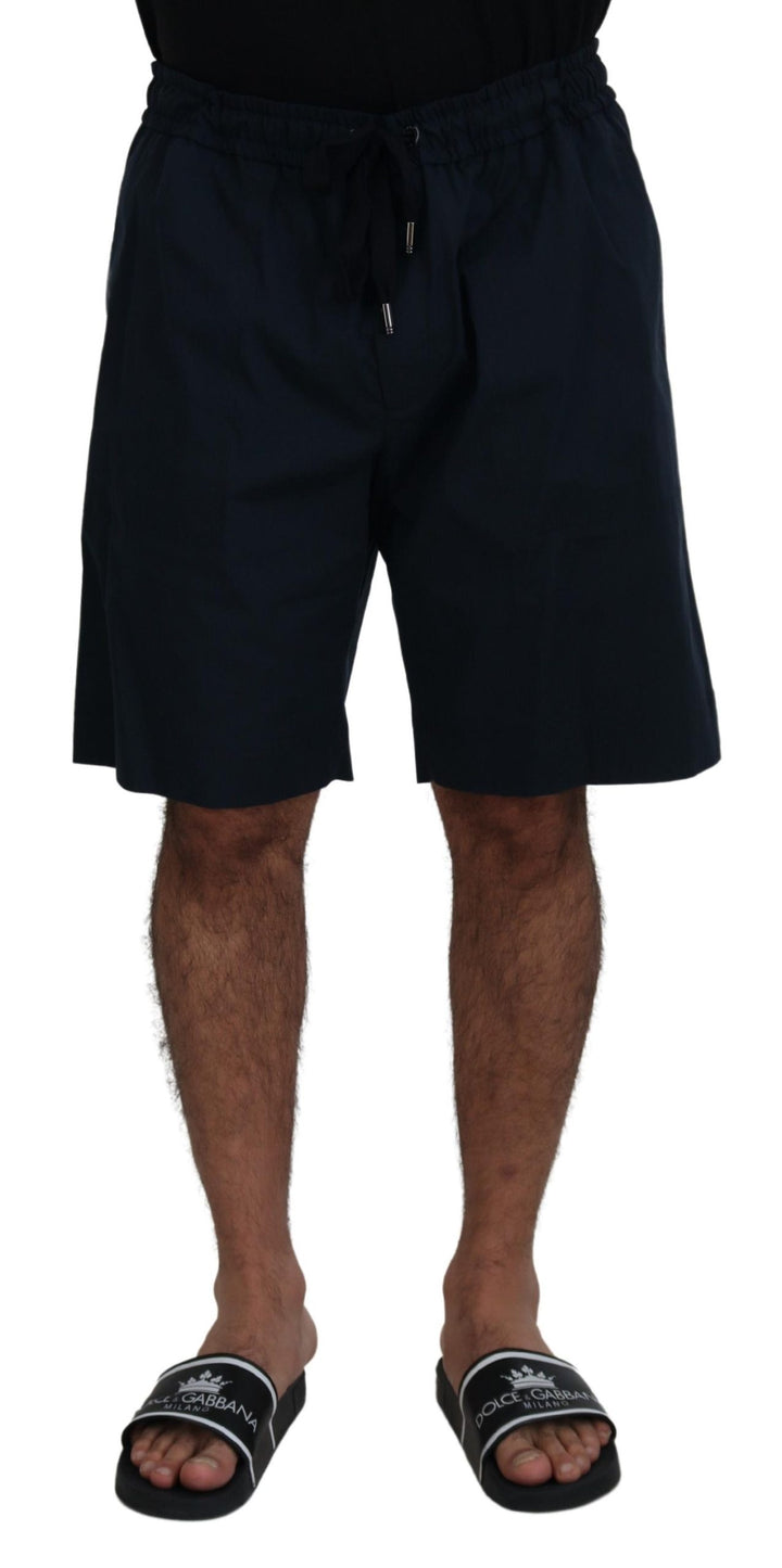 Elegant blue cotton blend shorts