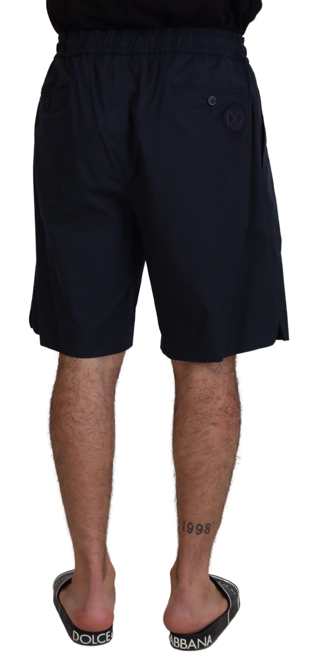 Elegant blue cotton blend shorts