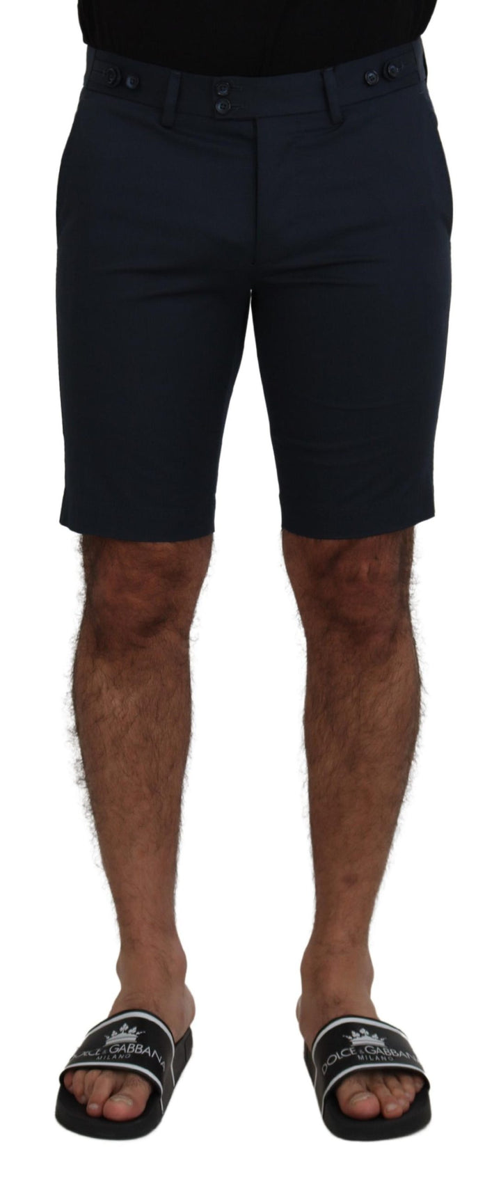 Elegant blue cotton blend shorts