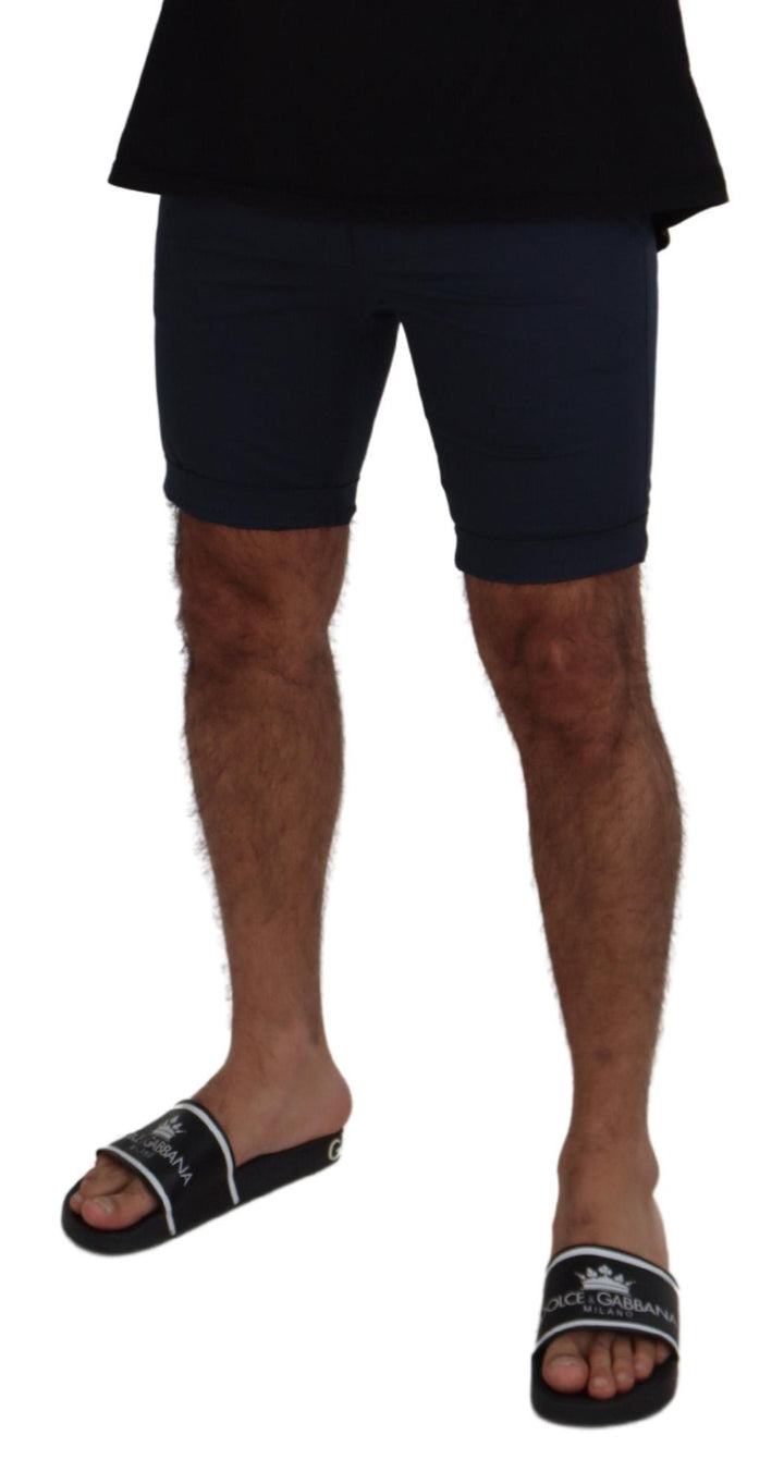 Elegant blue cotton blend shorts