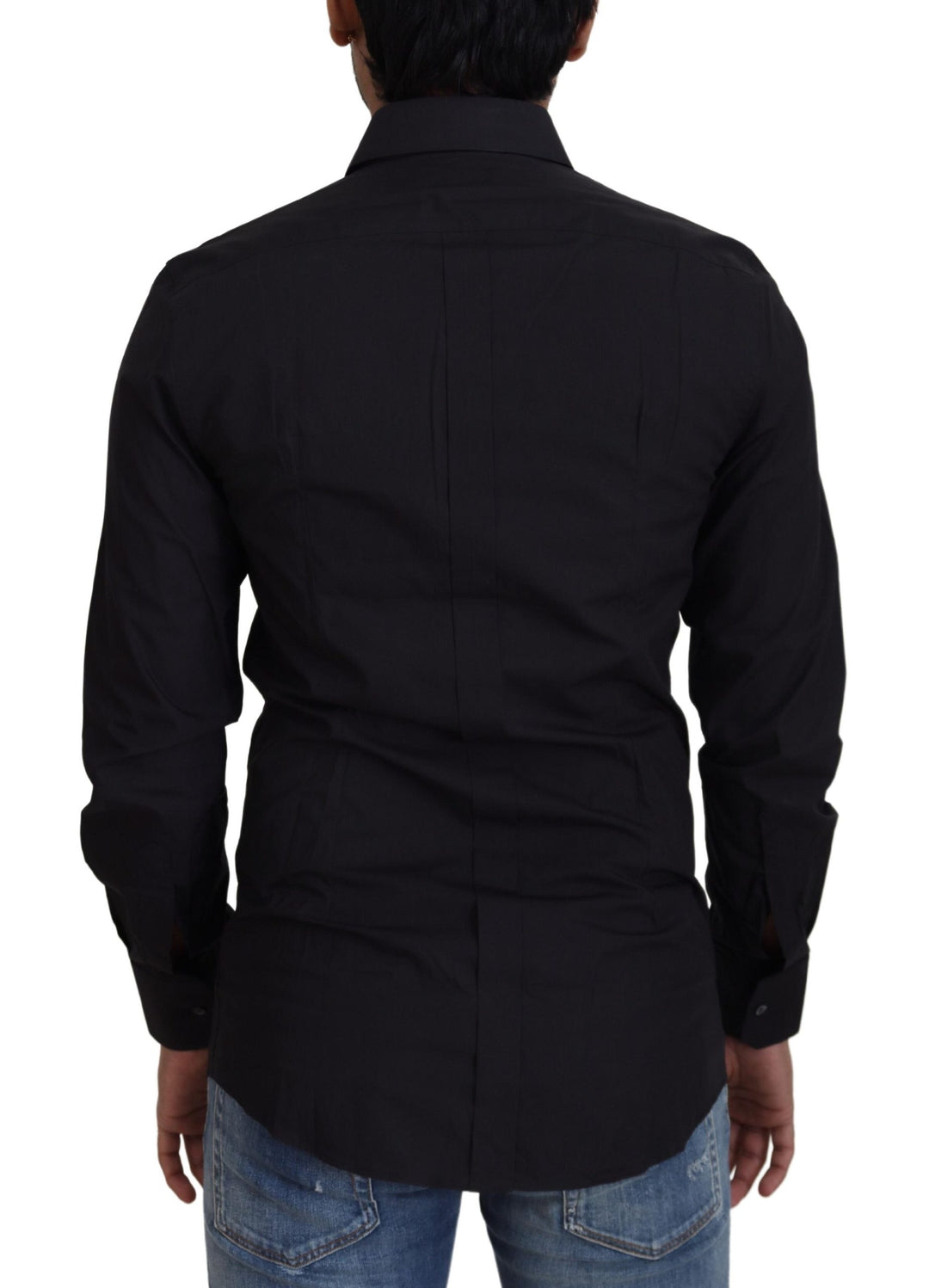 Elegant slim fit black cotton shirt