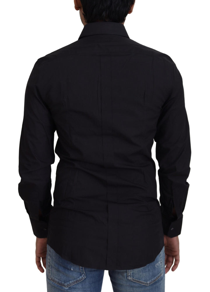 Elegant slim fit black cotton shirt