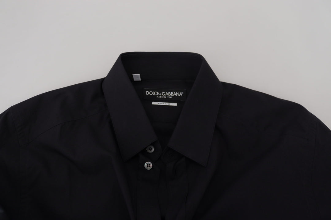 Elegant slim fit black cotton shirt