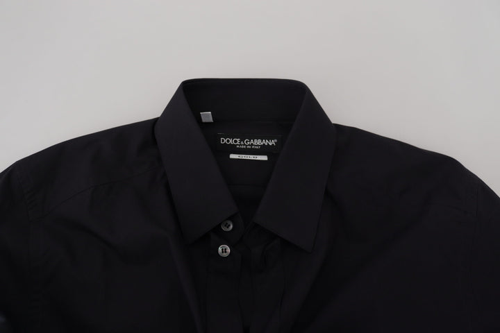Elegant slim fit black cotton shirt