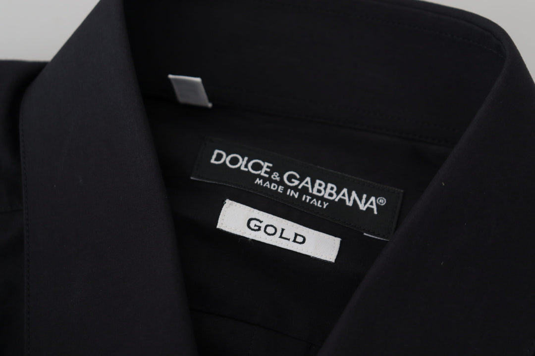 Elegant slim fit black cotton shirt