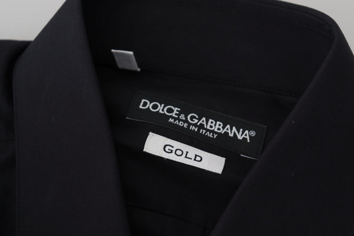 Elegant slim fit black cotton shirt