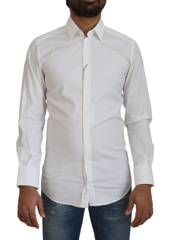 Weißes Baumwollhemd Slim Fit Formal Dress GOLD