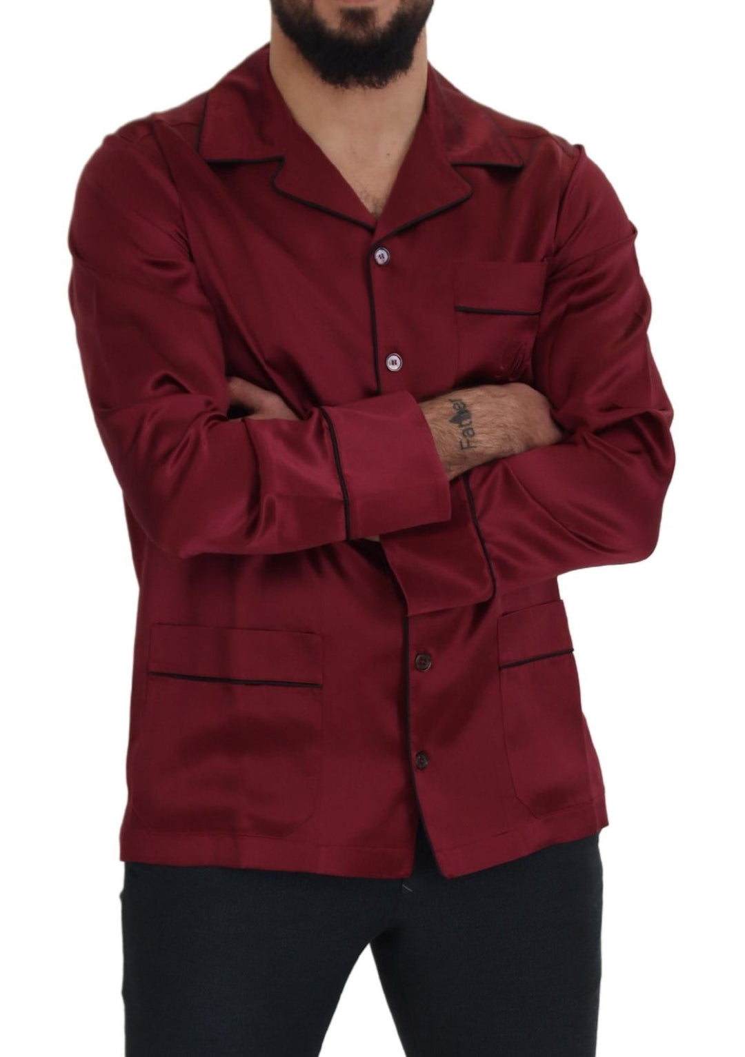 Elegant red silk nightgown pajamas