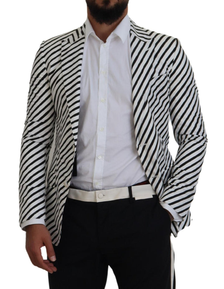 Dolce & Gabbana Eleganter weiß gestreifter einreihiger Blazer