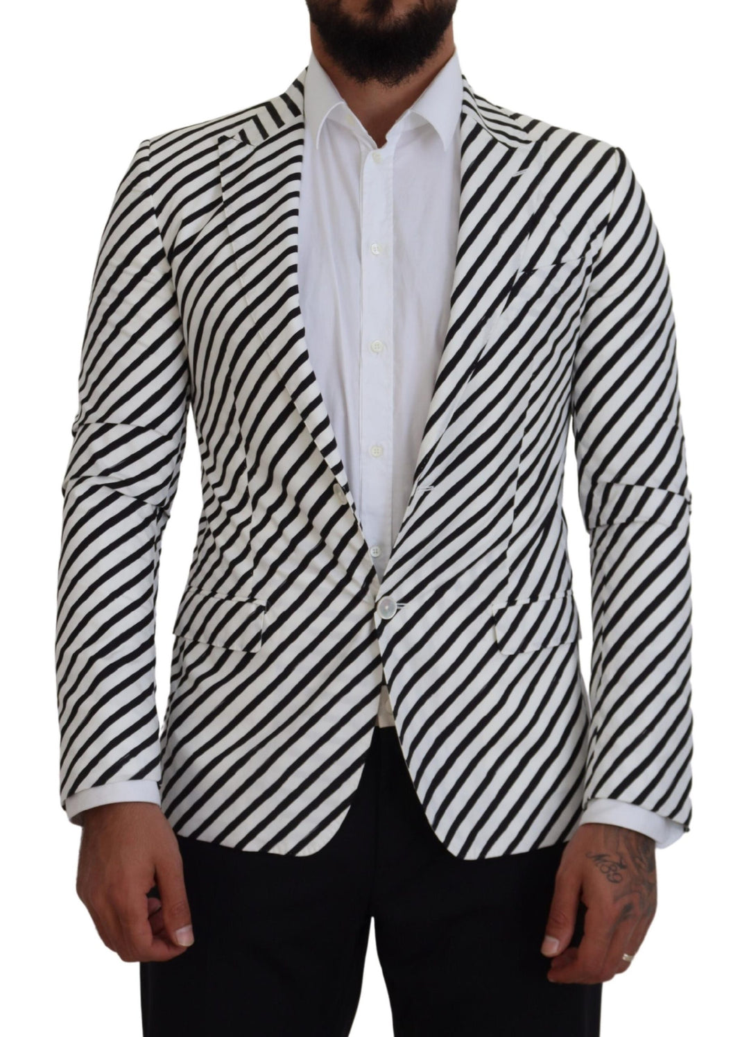 Dolce & Gabbana Eleganter weiß gestreifter einreihiger Blazer